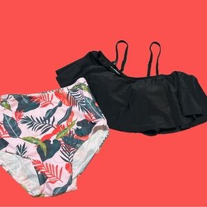 Ruffles and Floral Bikini Swim Combo - Size S